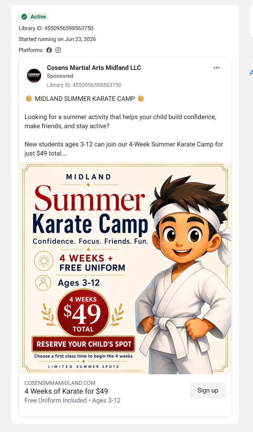 Local service Facebook ad